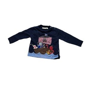 JoJo Maman Bebe pirate ship Tee 6-12 m k254